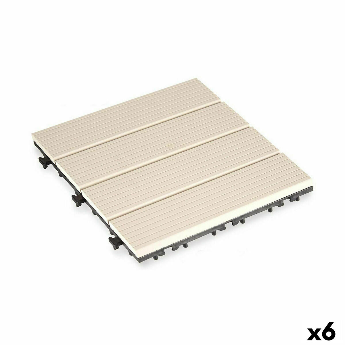 Interlocking Floor Tile Ibergarden Beige Wood Polyethylene Composite 30 x 2,6 x 30 cm (6 Units)